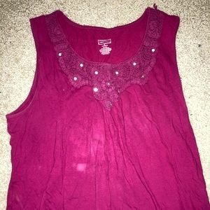 Red Pink Tank Top with Sequins